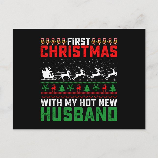 Postal Primera Navidad con mi nuevo marido caliente (Anverso)