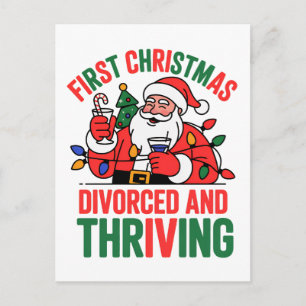 Postal Primera Navidad divorciada y próspera Navidad