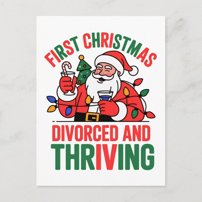 Postal Primera Navidad divorciada y próspera Navidad (Anverso)