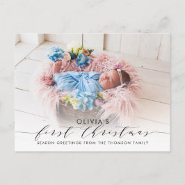 Postal Primera Navidad Elegante foto con mangas