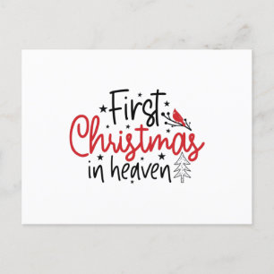 Postal Primera Navidad en el cielo, pájaro rojo