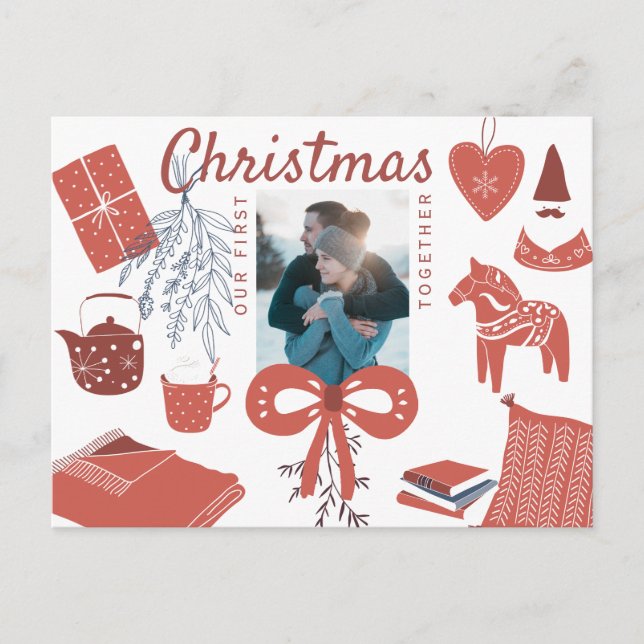 Postal Primera Navidad juntos nuevo par de saludo de foto (Anverso)