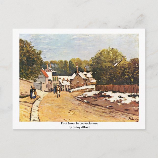 Postal Primera Nieve En Louveciennes Por Sisley Alfred (Anverso)