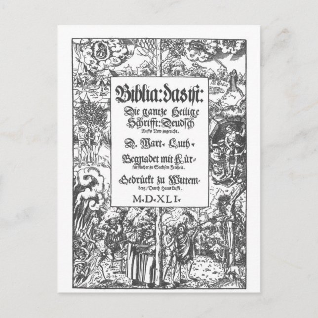 Postal Primera página Vieja Biblia de Luther (Anverso)