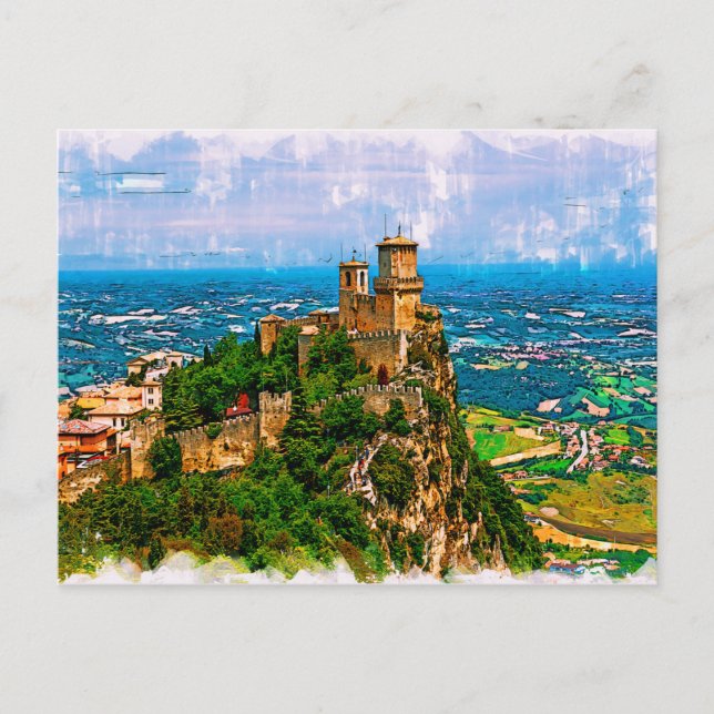 Postal Primera Torre Guaita. República de San Marino. (Anverso)