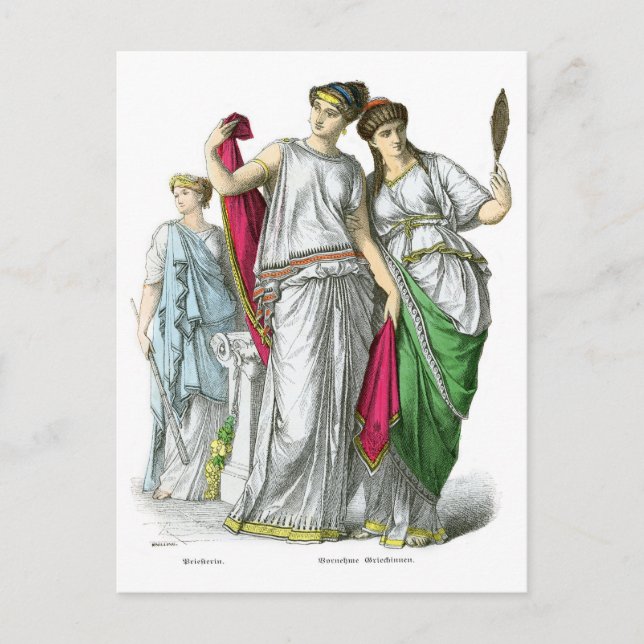 Postal Primeras y nobles mujeres griegas (Anverso)