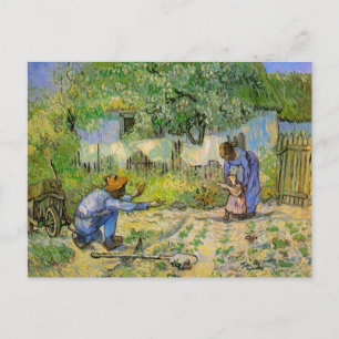 Postal Primeros pasos (según Millet) de Vincent van Gogh