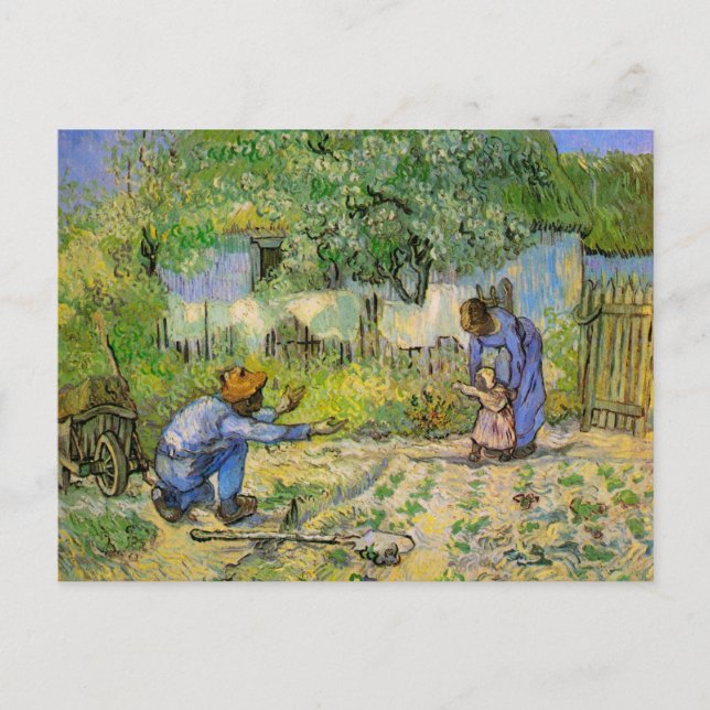 Postal Primeros pasos (según Millet) de Vincent van Gogh (Anverso)