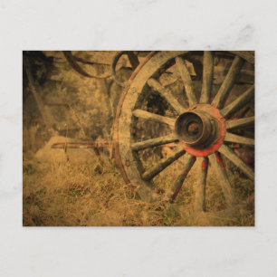 Postal Primitiva rueda de vagón rústica-occidental