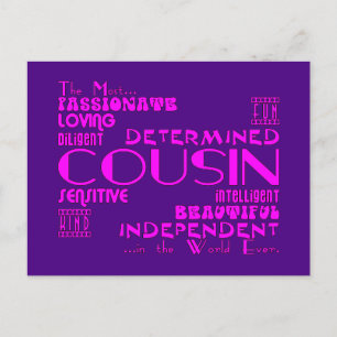 Postal Primos Fiestas de cumpleaños y Navidades : Cualida