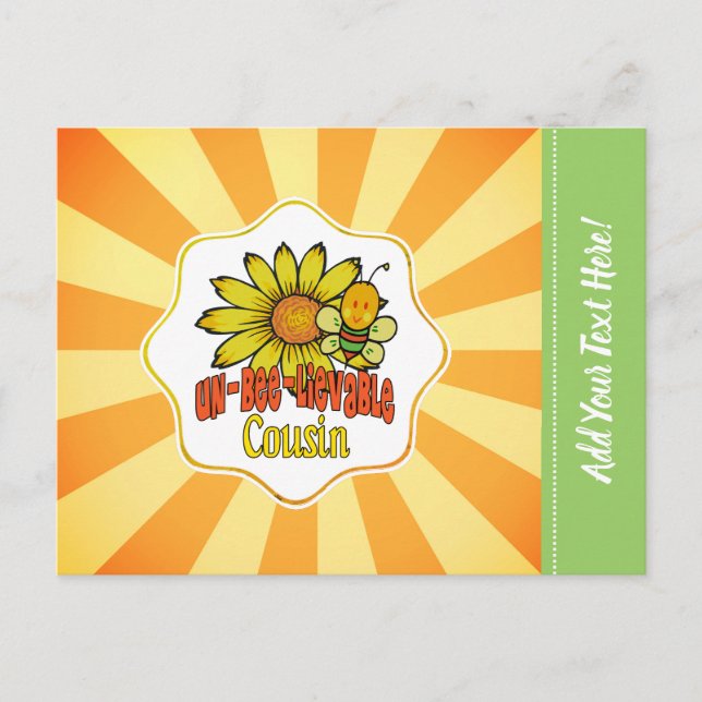 Postal Primos increíbles girasoles y abejas (Anverso)