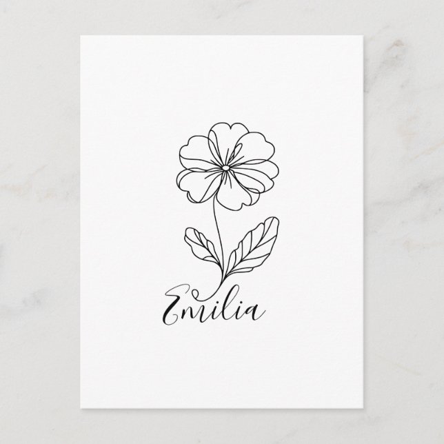 Postal Prímula de febrero personalizada con nombre Flor d (Anverso)