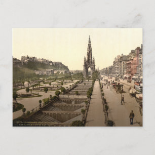 Postal Princes Street, el castillo y el monumento a Scott