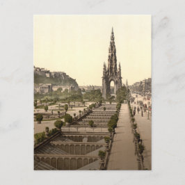Postal Princes Street, el castillo y el monumento a Scott