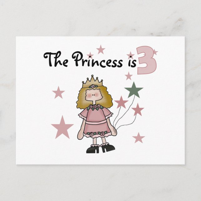 Postal Princesa 3 camisetas de cumpleaños y regalos (Anverso)