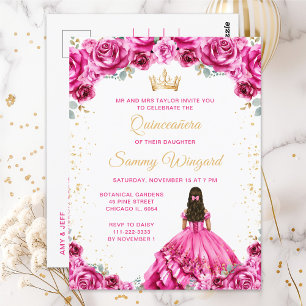 Postal Princesa ardiente Floral Quinceañera