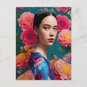 Postal Princesa con una tiara azul