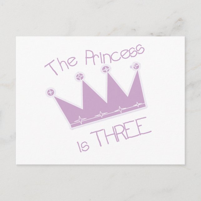 Postal Princesa Corona camisetas y regalos de tercer cump (Anverso)