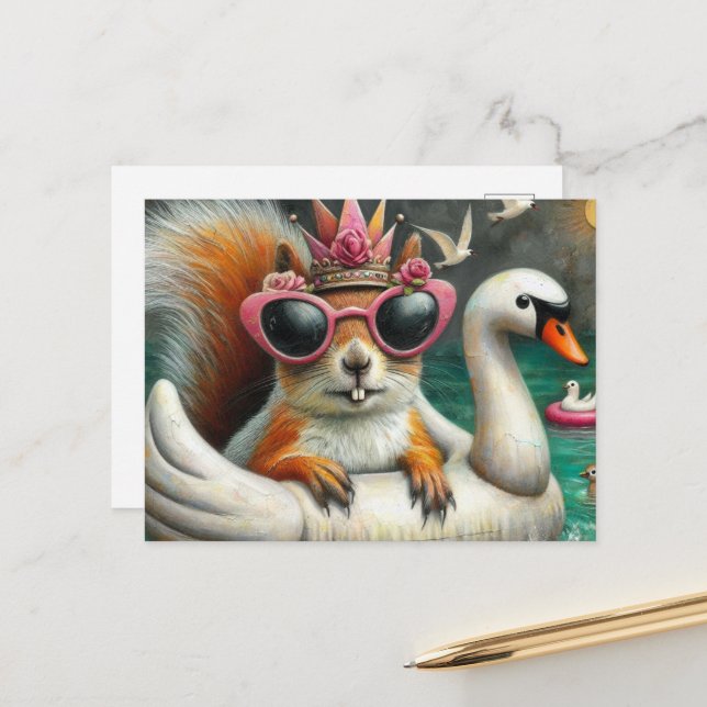 Postal Princesa de ardilla en la ración divertida del cis (Anverso/Reverso In Situ)