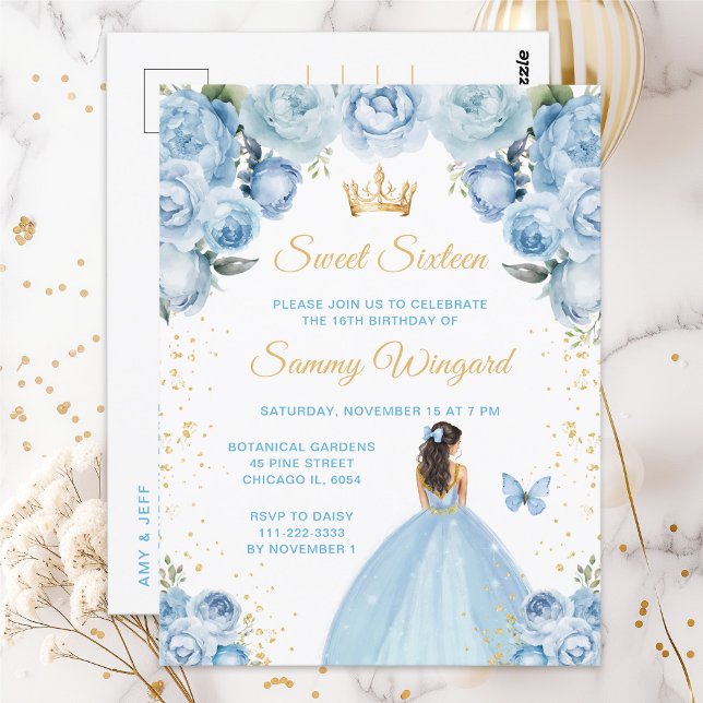 Postal Princesa de cabello castaño azul claro Sweet Sixte (Subido por el creador)