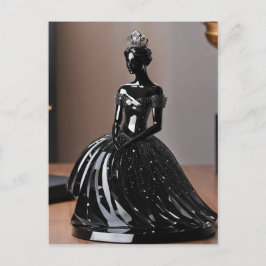 Postal Princesa de cristal de cristal con vestido negro