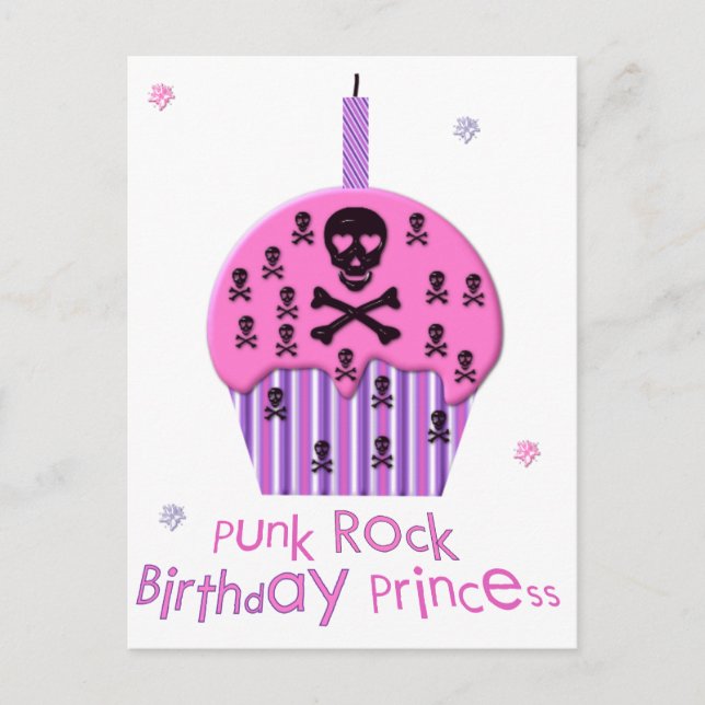 Postal Princesa de cumpleaños del rock del punk (Anverso)