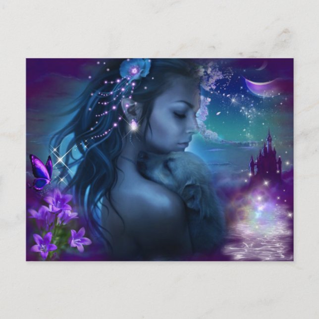 Postal Princesa de fantasía con pipa (Anverso)