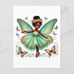 Postal Princesa de hadas con mariposas