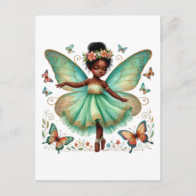 Postal Princesa de hadas con mariposas (Anverso)