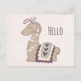 Postal Princesa de Llama Cuta lleva un saludo coronario