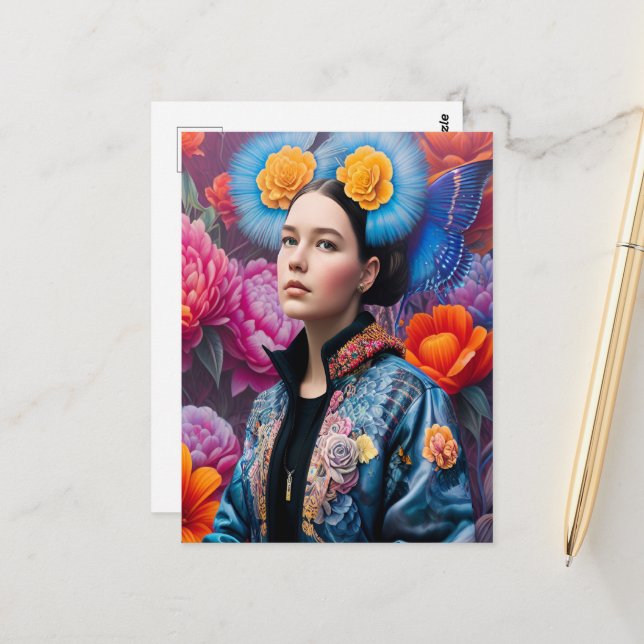 Postal Princesa de moda en una chaqueta (Anverso/Reverso In Situ)