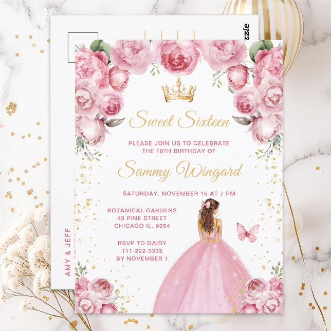 Postal Princesa de pelo marrón rosado de Rubor dulce diec (Subido por el creador)