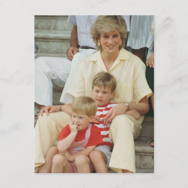 Postal Princesa Diana con William y Harry 1987 (Anverso)