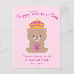 Postal Princesa especial del Beary Real Rosa Cute Kawaii