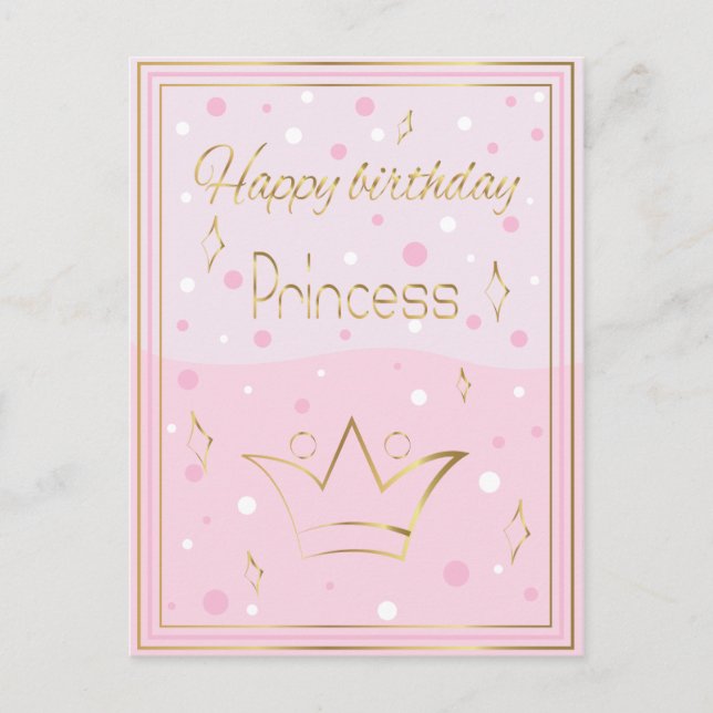 Postal Princesa feliz de cumpleaños (Anverso)