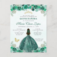 Princesa floral de oro verde esmeralda Quinceañera