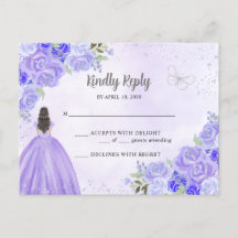 Princesa Floral de Plata Morada Quinceañera RSVP
