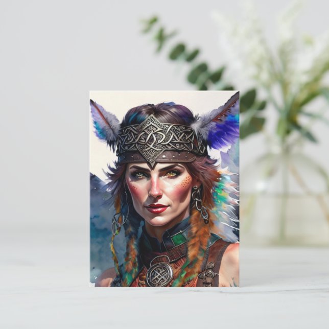 Postal Princesa guerrera celta (Anverso de pie)