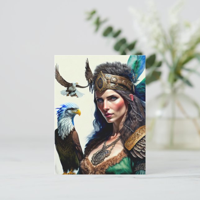 Postal Princesa guerrera celta (Anverso de pie)