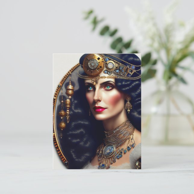Postal Princesa guerrera de Steampunk (Anverso de pie)