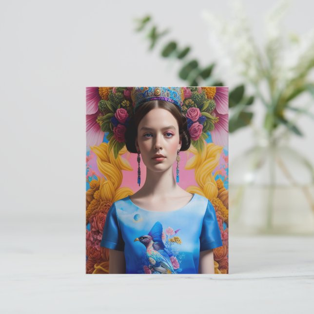 Postal Princesa informal de corona azul (Anverso de pie)