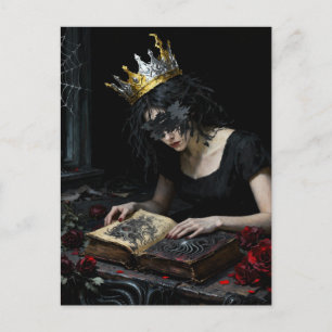 Postal Princesa leyendo un libro de magia