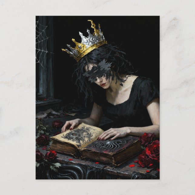 Postal Princesa leyendo un libro de magia (Anverso)
