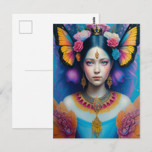 Postal Princesa mariposa con corona pequeña