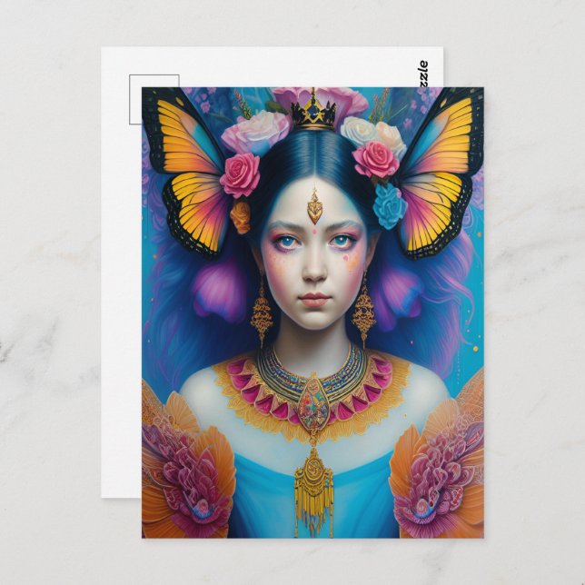 Postal Princesa mariposa con corona pequeña (Anverso / Reverso)