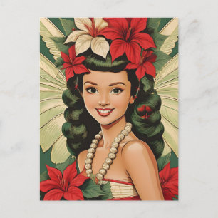 Postal Princesa Retro de Navidad Tropical de los 50