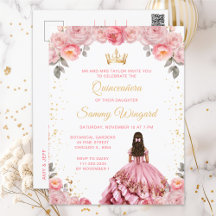 Princesa Rosa Rosa Floral Quinceañera
