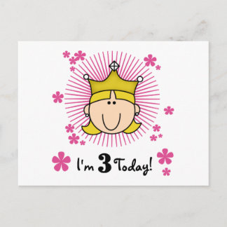 Postal Princesa Rubia 3 camisetas de cumpleaños y regalos