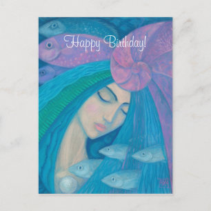 Postal Princesa Sirena, Feliz Cumpleaños texto personaliz