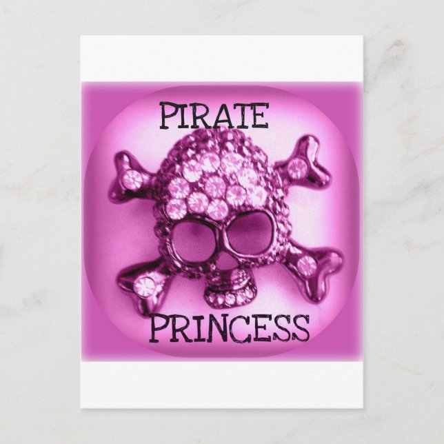 POSTAL PRINCESA SKULLY PINK PRINT DEL PIRATA (Anverso)